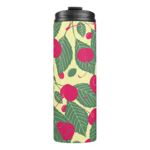 Termo Patrón de verano de color brillante con cerezas. I