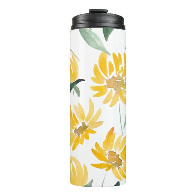 Termo Patrón de verano de hojas de flores amarillas (Anverso)