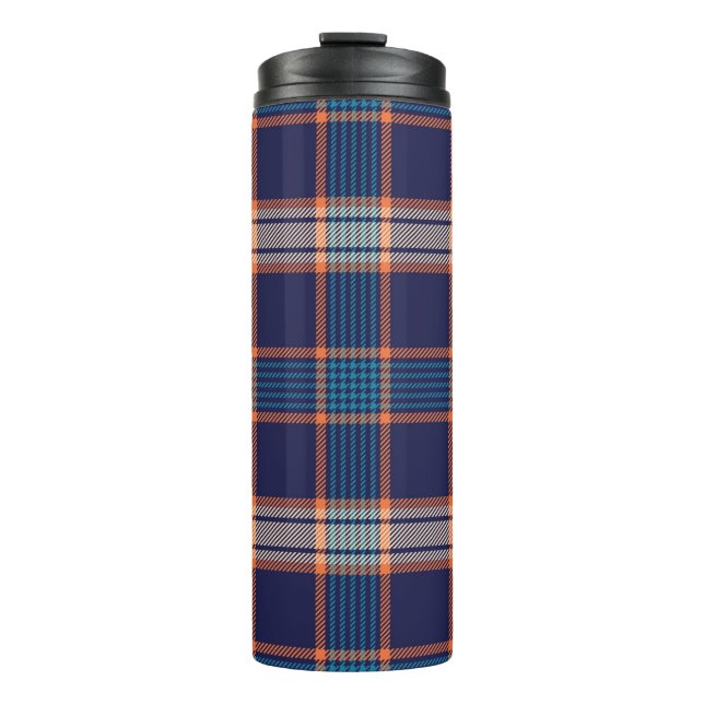 Termo Patrón de yerba de tartán de la marina (Anverso)