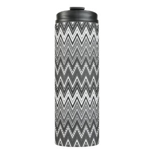 Termo Patrón de zigzag geométrico en blanco y negro