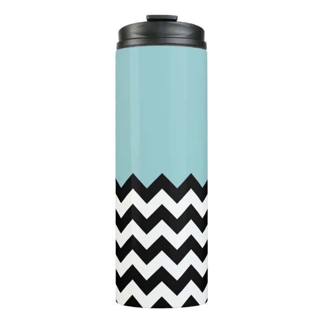 Termo Patrón de zigzag negro y blanco, chevron, azul (Anverso)