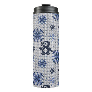 Termo Patrón decorativo de los pingüinos de invierno de