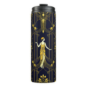 Termo Patrón decorativo dorado y negro de Gabsy