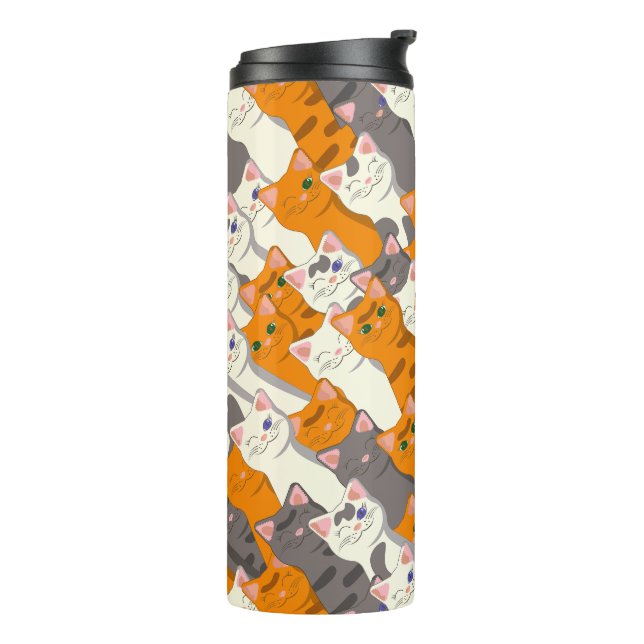 Termo Patrón diagonal del gato negro jengibre (Rotado hacia la izquierda)