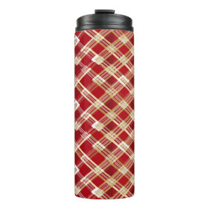 Termo Patrón diagonal moderno rojo y blanco trenzado