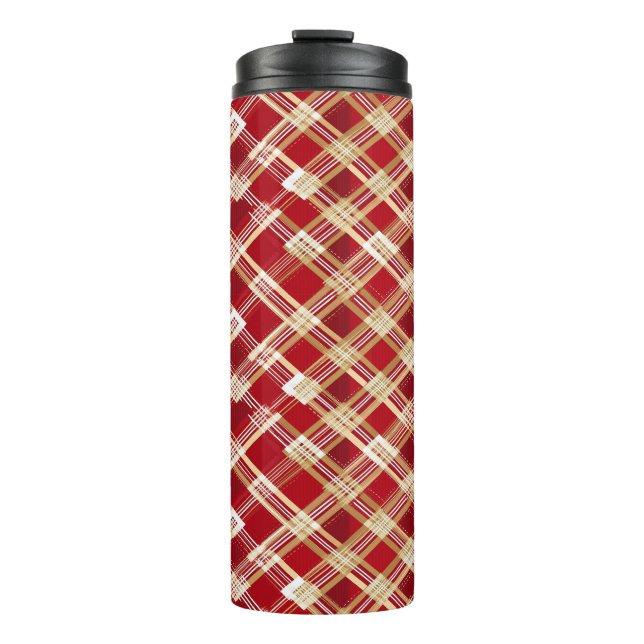 Termo Patrón diagonal moderno rojo y blanco trenzado (Anverso)