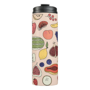 Termo Patrón dibujado a mano de fruta