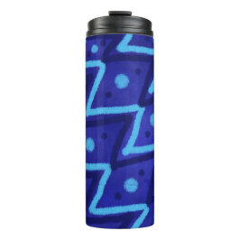 Termo Patrón divertido de puntos de zig zags azules
