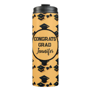 Termo Patrón elegante de tapón de graduación de oro y ne