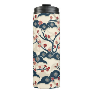 Termo Patrón elegante sin foco de flores de cerezo (2)