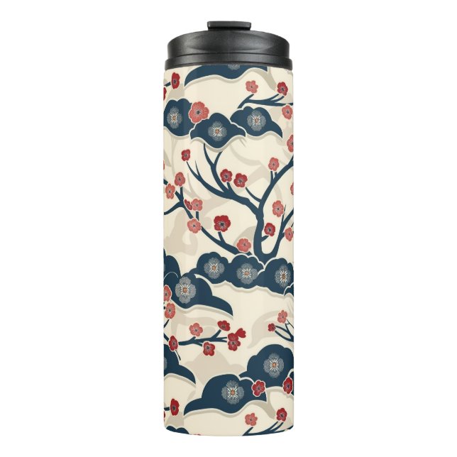 Termo Patrón elegante sin foco de flores de cerezo (2) (Anverso)