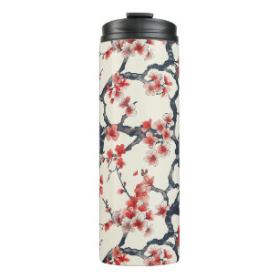 Termo Patrón elegante sin soldadura de flores de cerezo