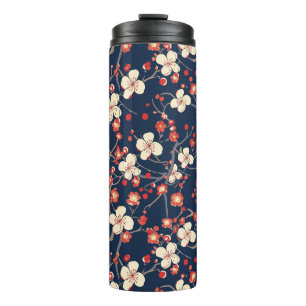 Termo Patrón elegante sin soldadura de flores de cerezo 
