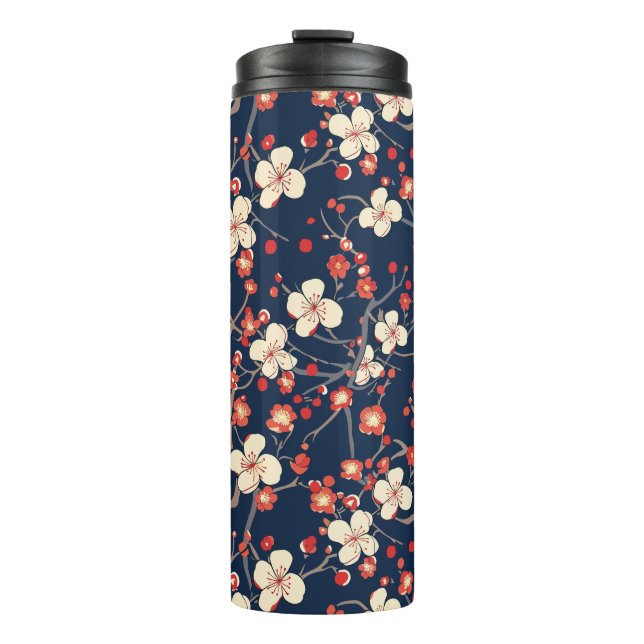 Termo Patrón elegante sin soldadura de flores de cerezo  (Anverso)