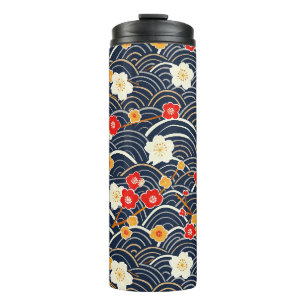 Termo Patrón elegante sin soldadura de flores de cerezo