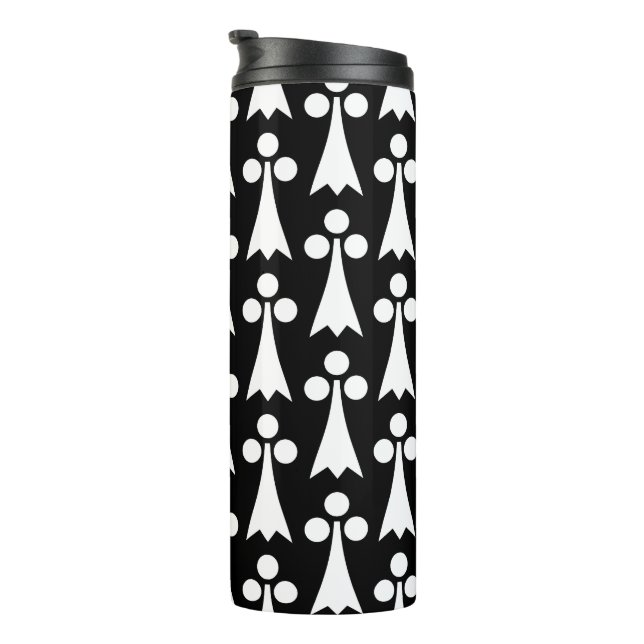 Termo Patrón Ermine, patrón medieval, blanco sobre negro (Rotado hacia la derecha)