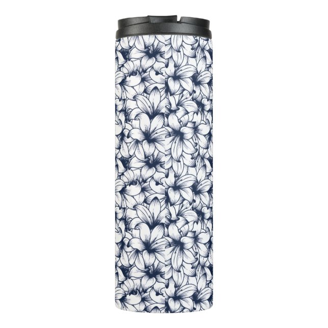 Termo Patrón esbozado de tinta de flor de Lily (Reverso)