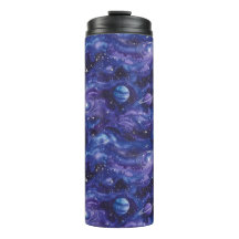 Patrón espacial con estrellas y planetas