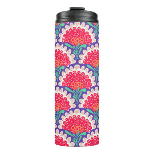 Termo Patrón étnico vintage con flores. Diseño floral