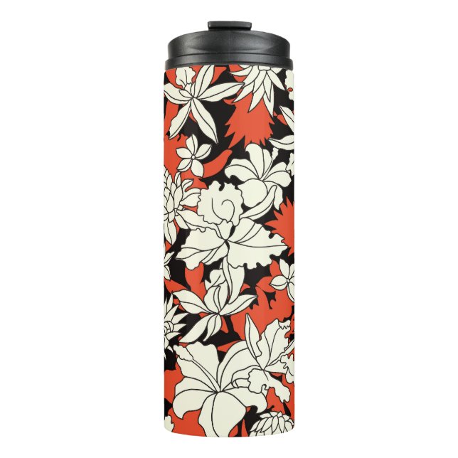 Termo Patrón exótico sin foco de flor tropical (Anverso)