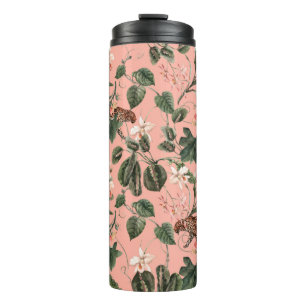 Termo Patrón exótico tropical acuarela con orquídea, gr