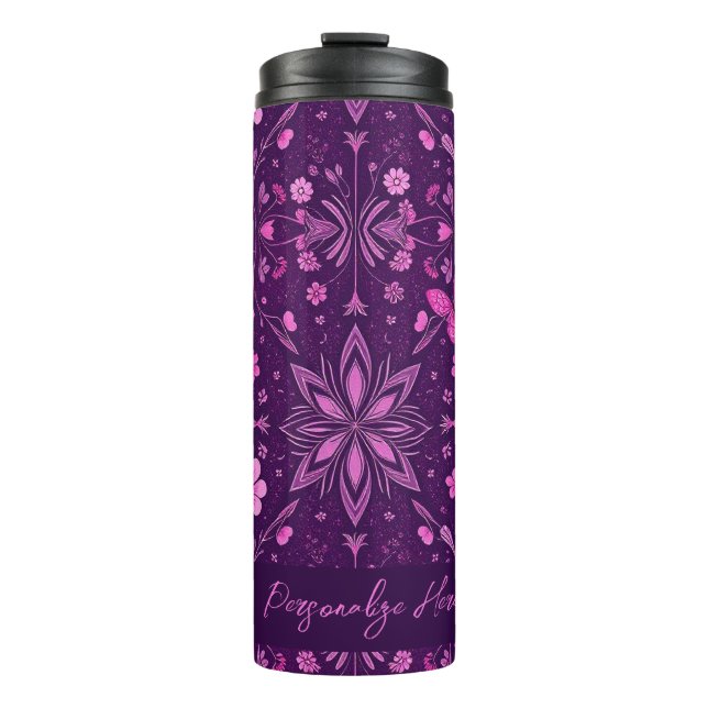 Termo Patrón Fairycore de flor-Pink y Púrpura (Anverso)