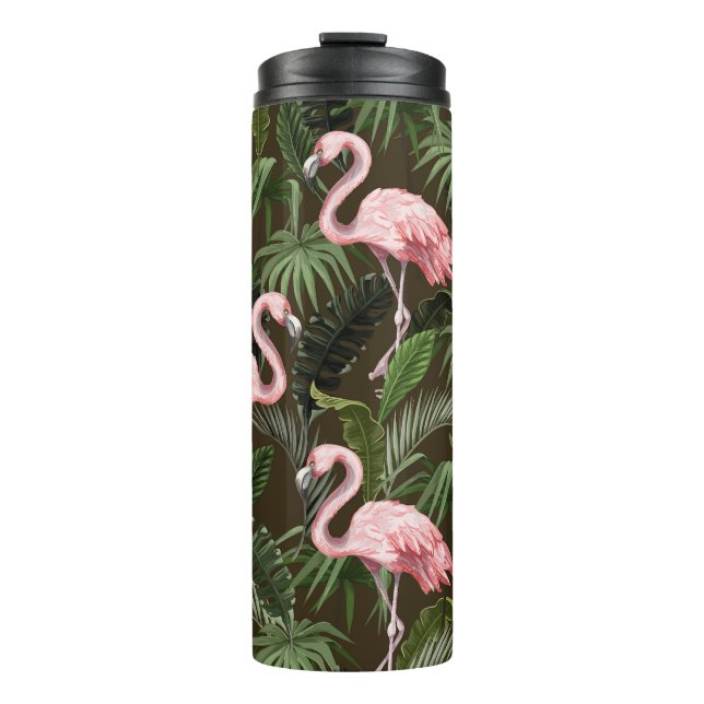 Termo Patrón Flamingo Tropical: Hojas Vintage (Anverso)