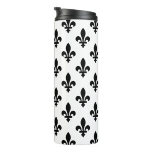 Termo Patrón Fleur de Lis, francés real, negro sobre bla