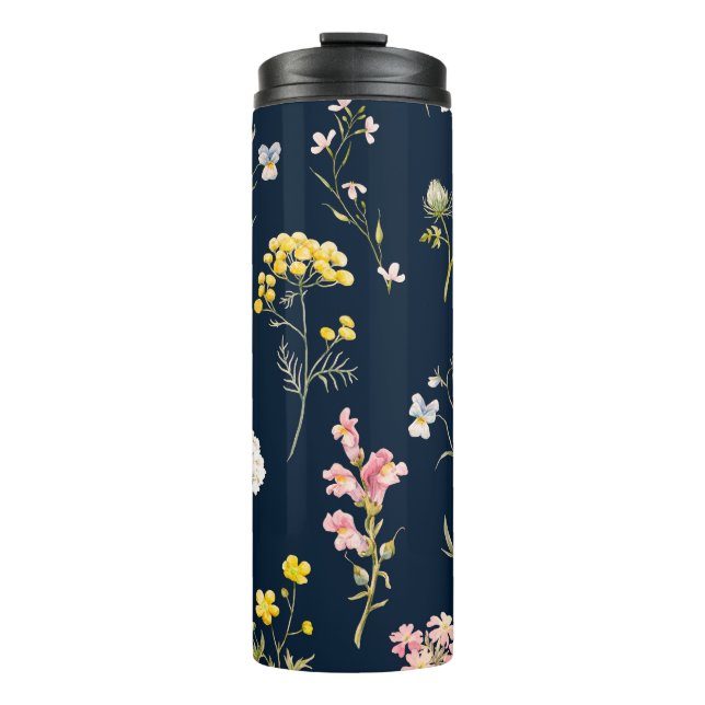 Termo Patrón floral acuarela, delicado dr de la mano flo (Anverso)