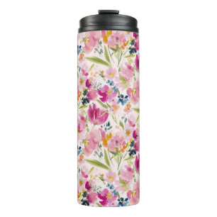 Termo Patrón floral acuarela rosa shabby chic