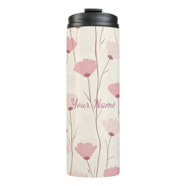 Termo Patrón Floral Boho Rosa Personalizado (Anverso)