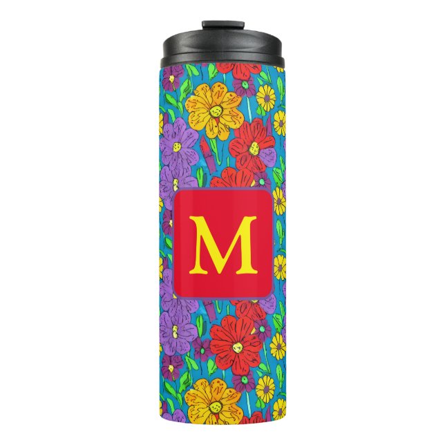 Termo Patrón floral bonito monogramado (Anverso)
