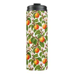 Termo Patrón floral botánico de albaricoque vintage
