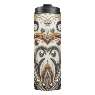 Termo Patrón floral brillante con piedra gemela