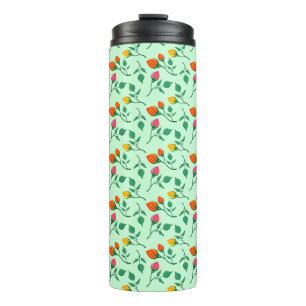 Termo Patrón floral con flores subió de color