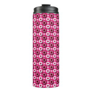 Termo Patrón floral con loto rosa y blanco vibrante