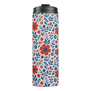 Termo Patrón floral con tema de EE. UU./americano