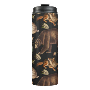 Termo Patrón floral de animales de bosque caprichoso