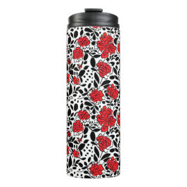 Termo Patrón floral de bonito en rojo, negro y blanco