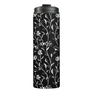 Termo Patrón floral de contorno inmaculado. Dibujo de ma
