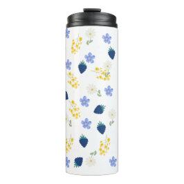 Termo Patrón floral de flor silvestre y zarzamora
