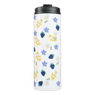 Termo Patrón floral de flor silvestre y zarzamora
