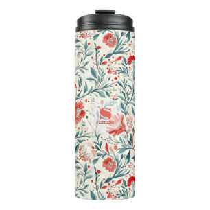 Termo Patrón floral de margarita roja vintage - Botánico
