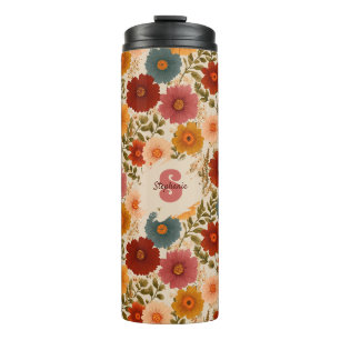 Termo Patrón floral de margarita vintage