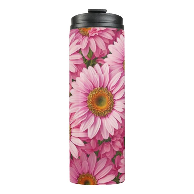 Termo Patrón floral de margaritas rosa retro (Anverso)