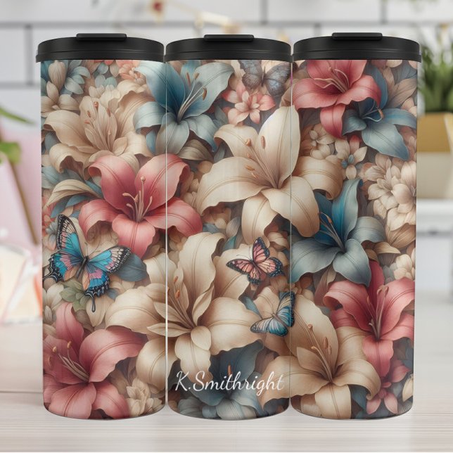 Termo Patrón floral de mariposa de Pastel Lily (Subido por el creador)