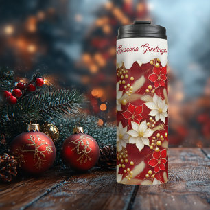 Termo Patrón floral de Navidades blancos rojos #17 ID100