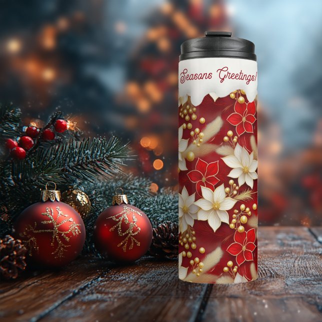 Termo Patrón floral de Navidades blancos rojos #17 ID100 (Subido por el creador)