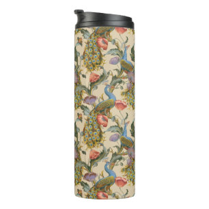 Termo Patrón floral de pavo real Art Nouveau