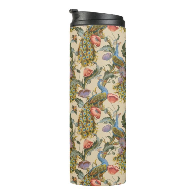 Termo Patrón floral de pavo real Art Nouveau (Rotado hacia la derecha)